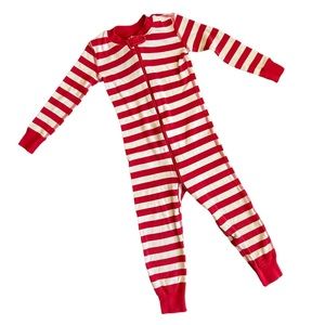 Hanna Andersson Red & White Striped Sleeper Pajamas Size 3T